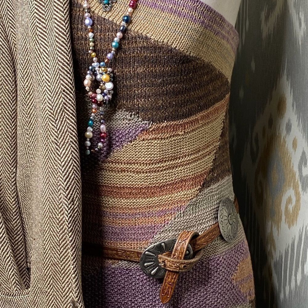 Ralph Lauren Pastel Painted Desert Serape One Shoulder Hand-Knit Dress - Picture 4 of 16